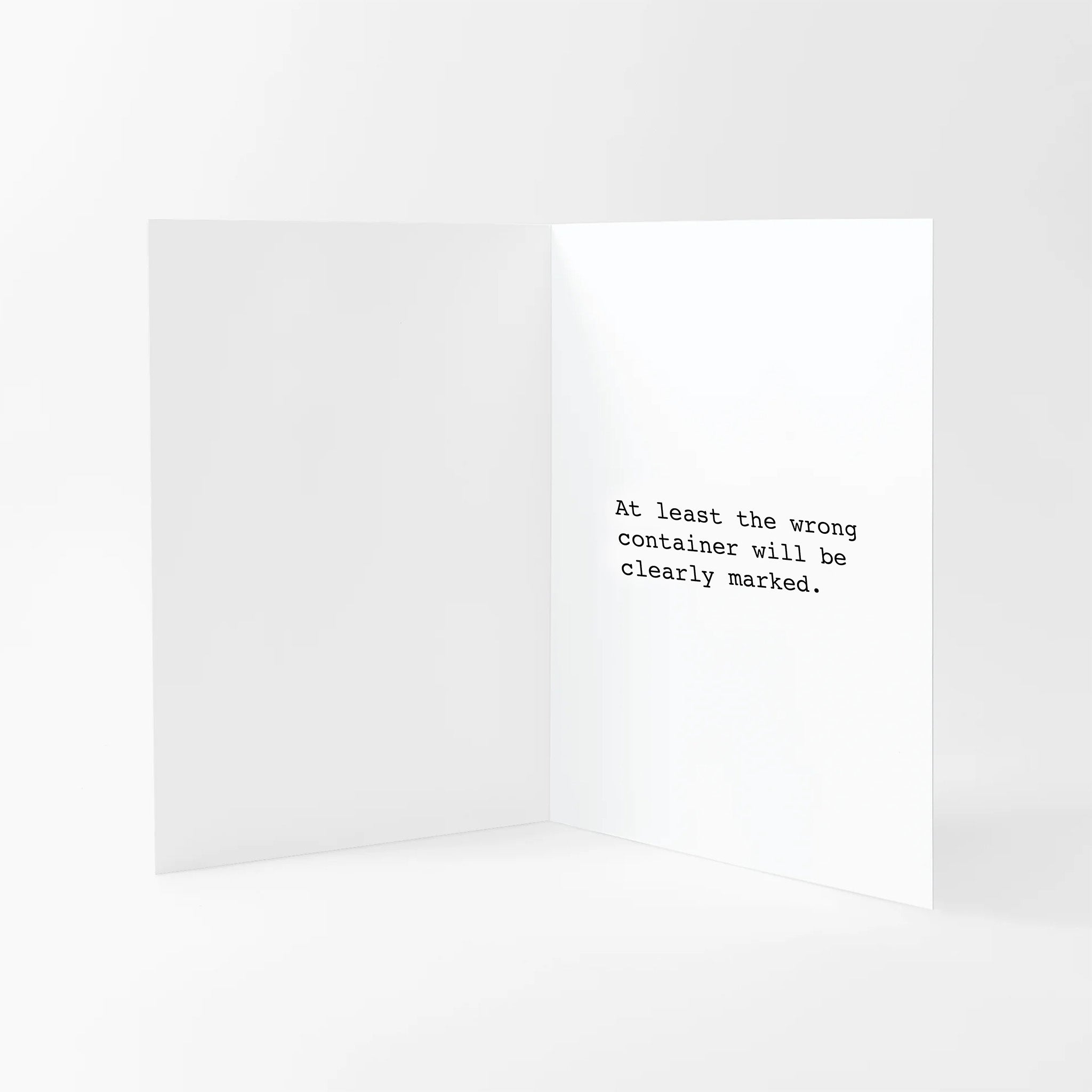 Oui Chef "To Streamline Workflow" Sharpie Greeting Card partially opened showing inside message.