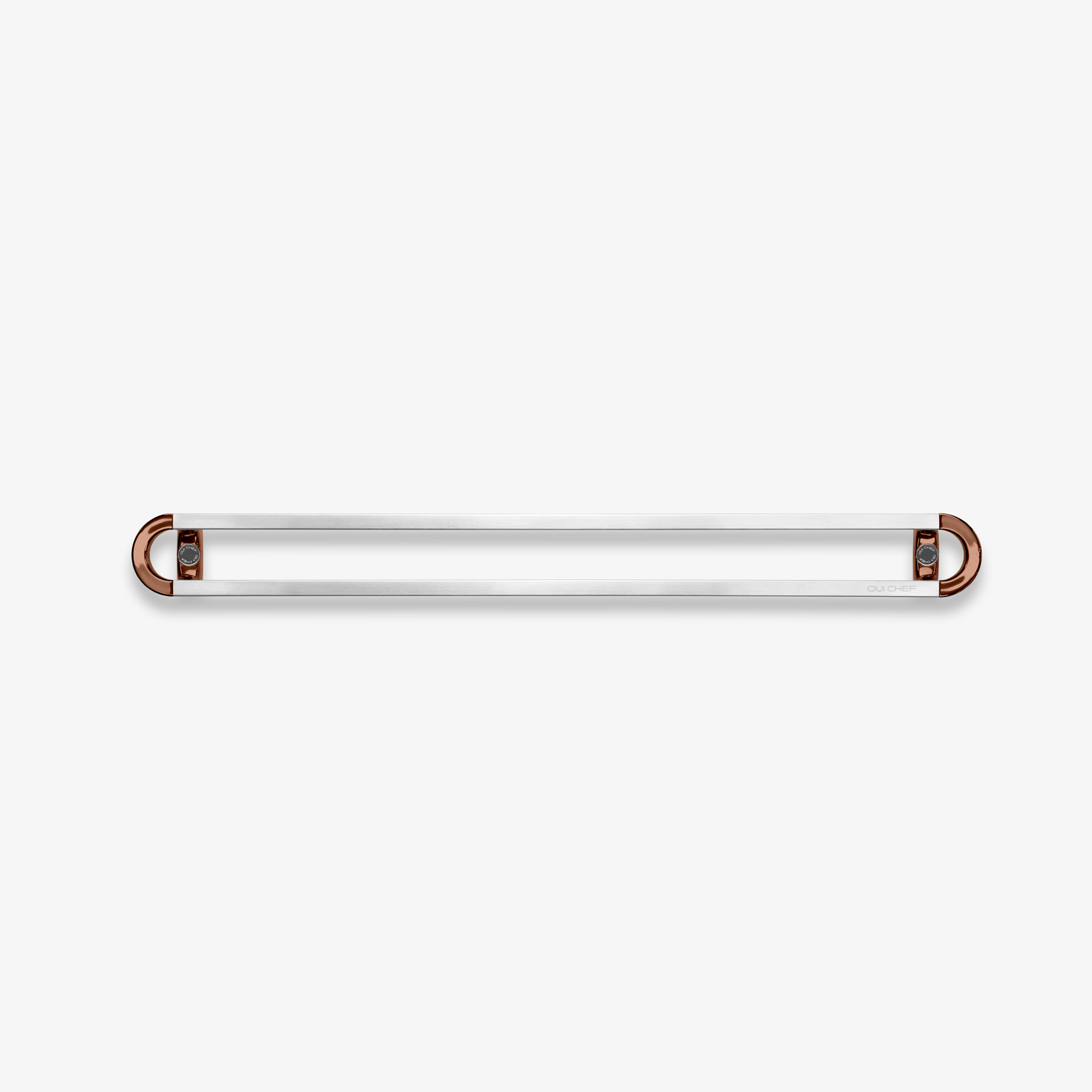 A Stainless steel Magnetic Rack with copper-coloured brackets placed against a white background.